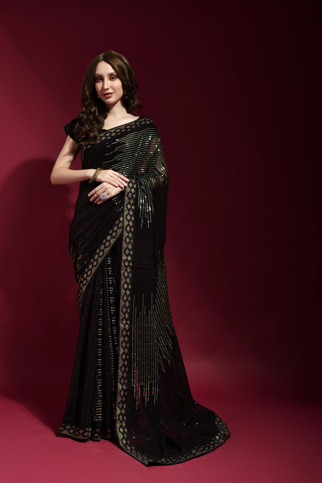 Luxurious Georgette Saree with | A Captivating Traditional Ensemble