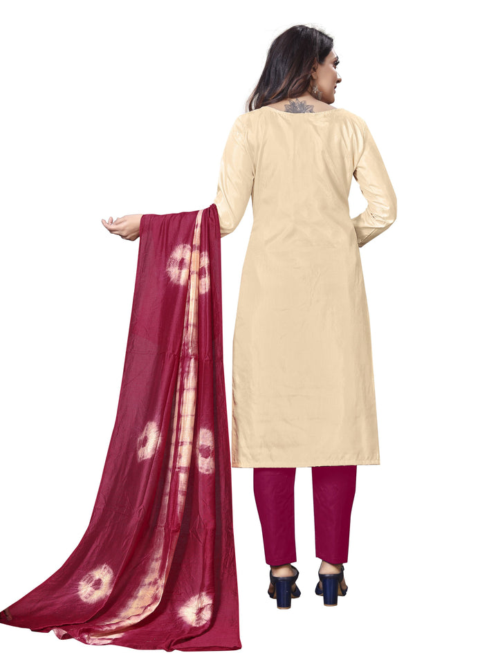 Designer Parampara Silk Suit | Embroidery with Cotton Bottom and Dupatta