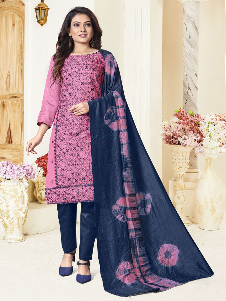 Designer Parampara Silk Suit | Embroidery with Cotton Bottom and Dupatta