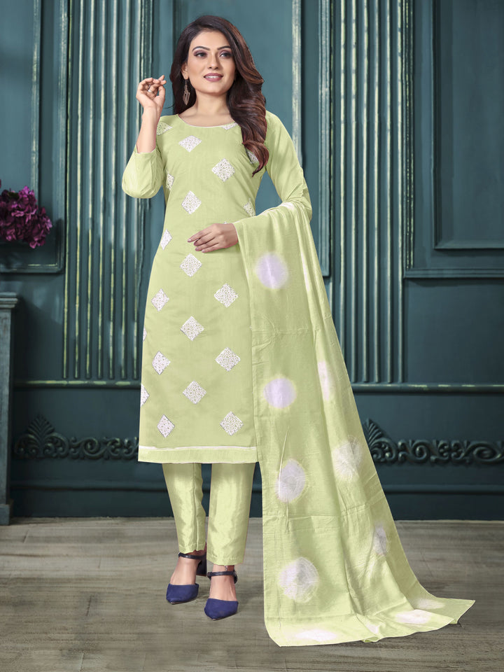 Casual Wear Modal Silk Suit | Embroidered Kameez with Chinon Dupatta