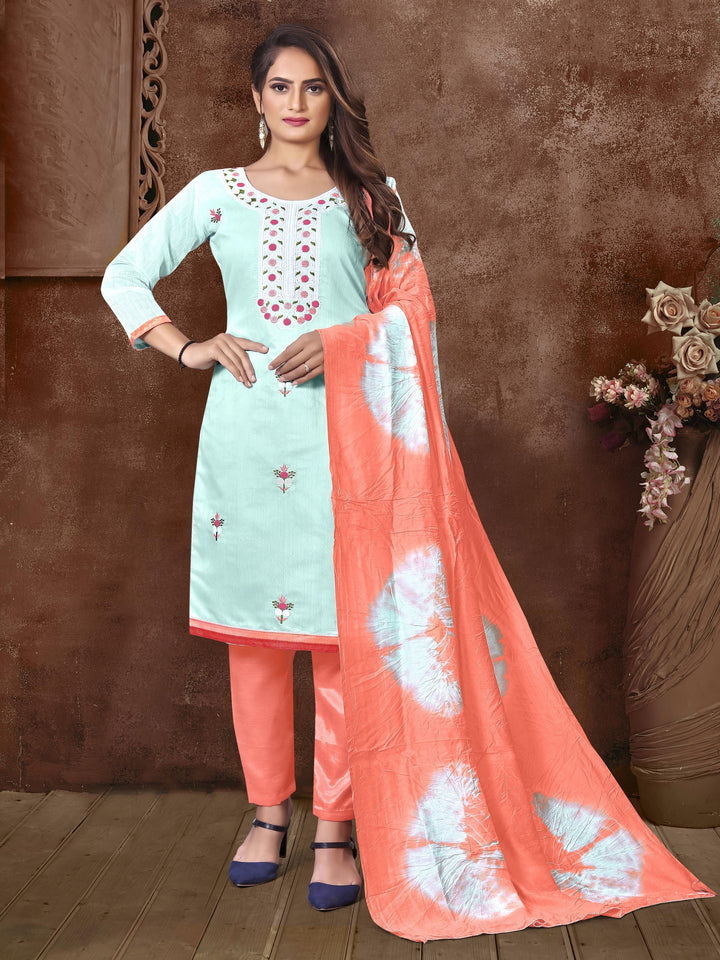 Casual Wear Modal Silk Suit | Embroidered and Printed Kameez with Dupatta