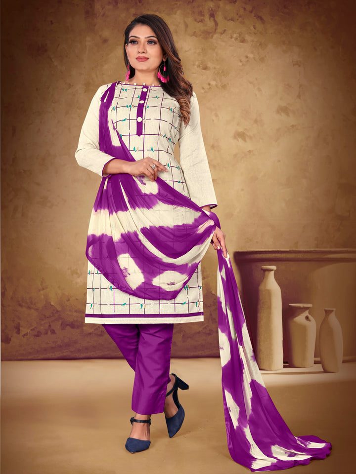 Casual Wear Khadi Cotton Suit | Printed Kameez with Nazmin Dupatta