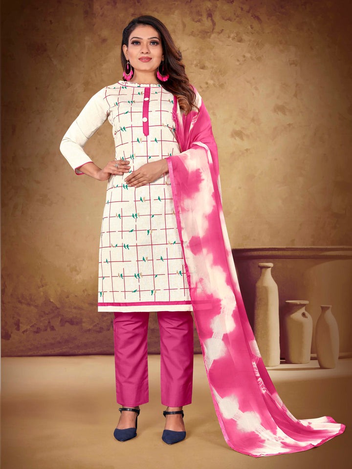 Casual Wear Khadi Cotton Suit | Printed Kameez with Nazmin Dupatta