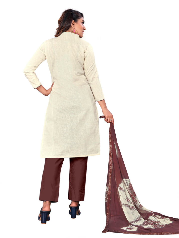 Designer Khadi Cotton Suit | Casual Printed Kameez with Cotton and Nazmin Dupatta