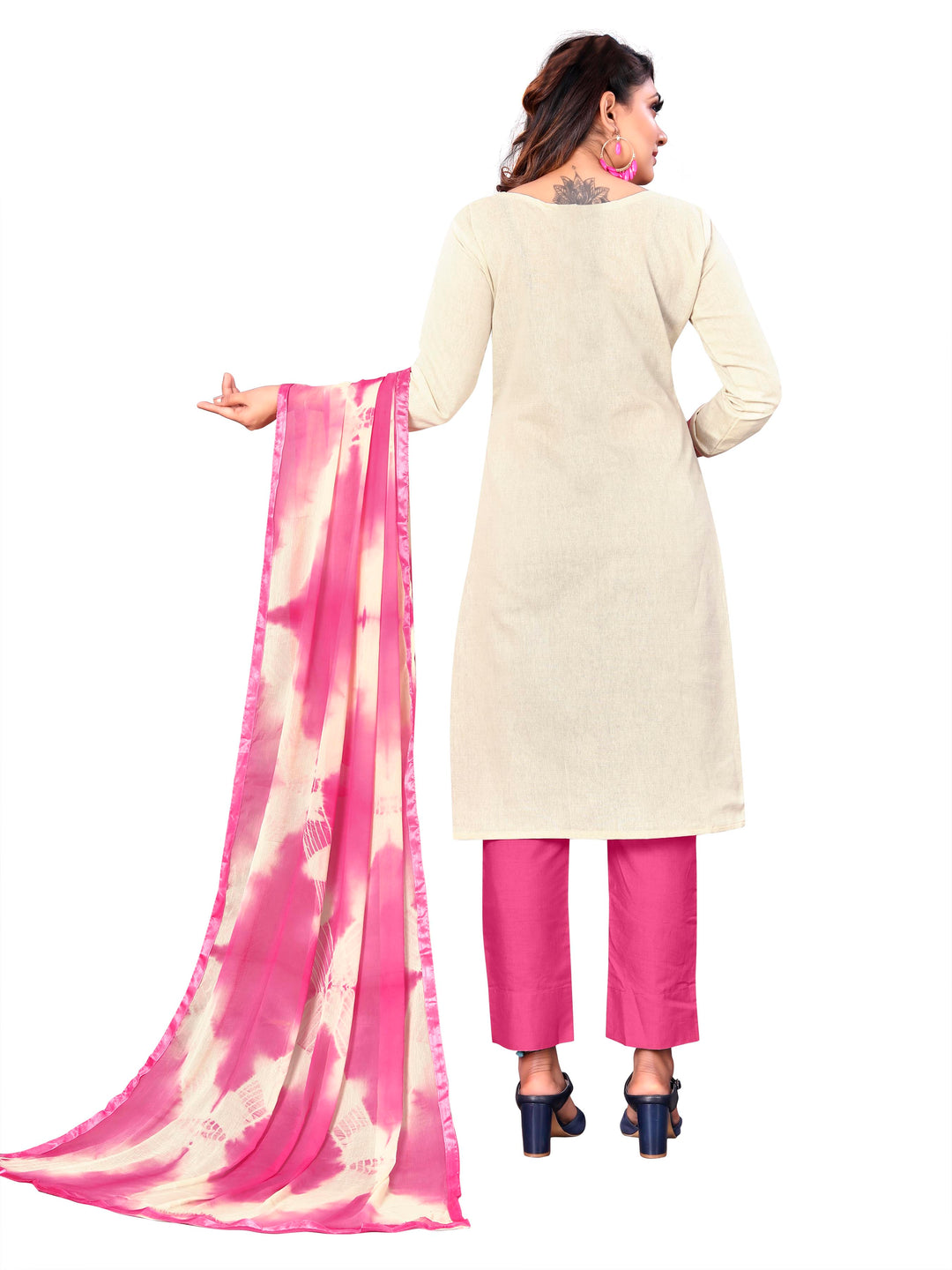 Designer Khadi Cotton Suit | Casual Printed Kameez with Cotton and Nazmin Dupatta