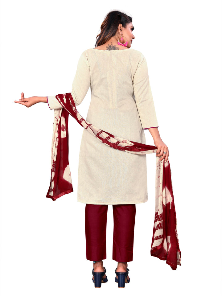 Designer Khadi Cotton Suit | Casual Printed Kameez with Cotton and Nazmin Dupatta