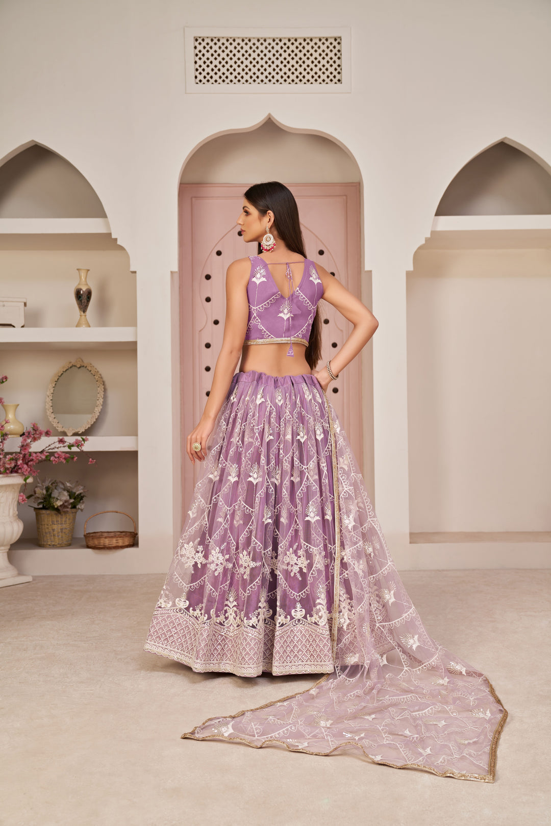 Elegant Butterfly-Net Embroidered Lehenga | Perfect for Weddings & Events