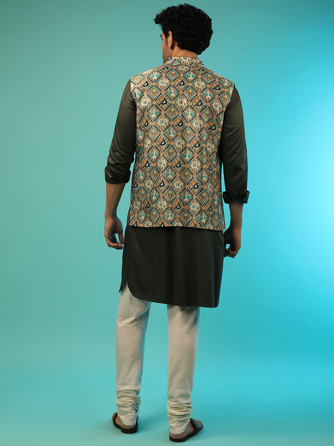 Rayon Kurta with Satin Jacket | Designer Printed Ethnic Wear for Men