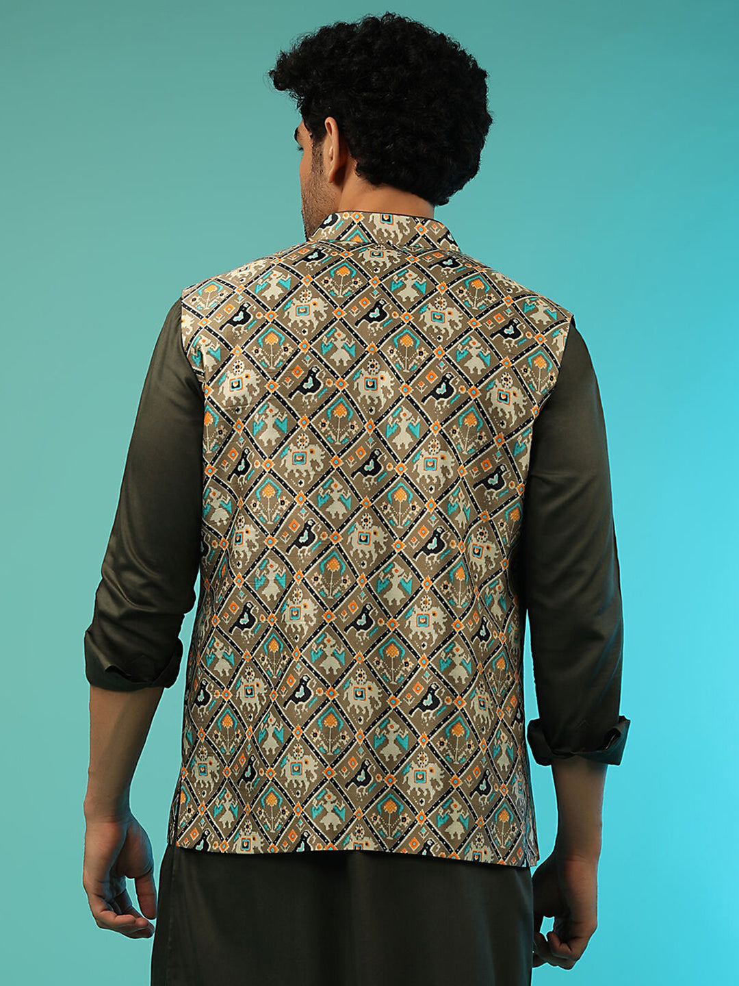 Satin Men’s Jacket | Designer Printed Festive Wear for Stylish Men