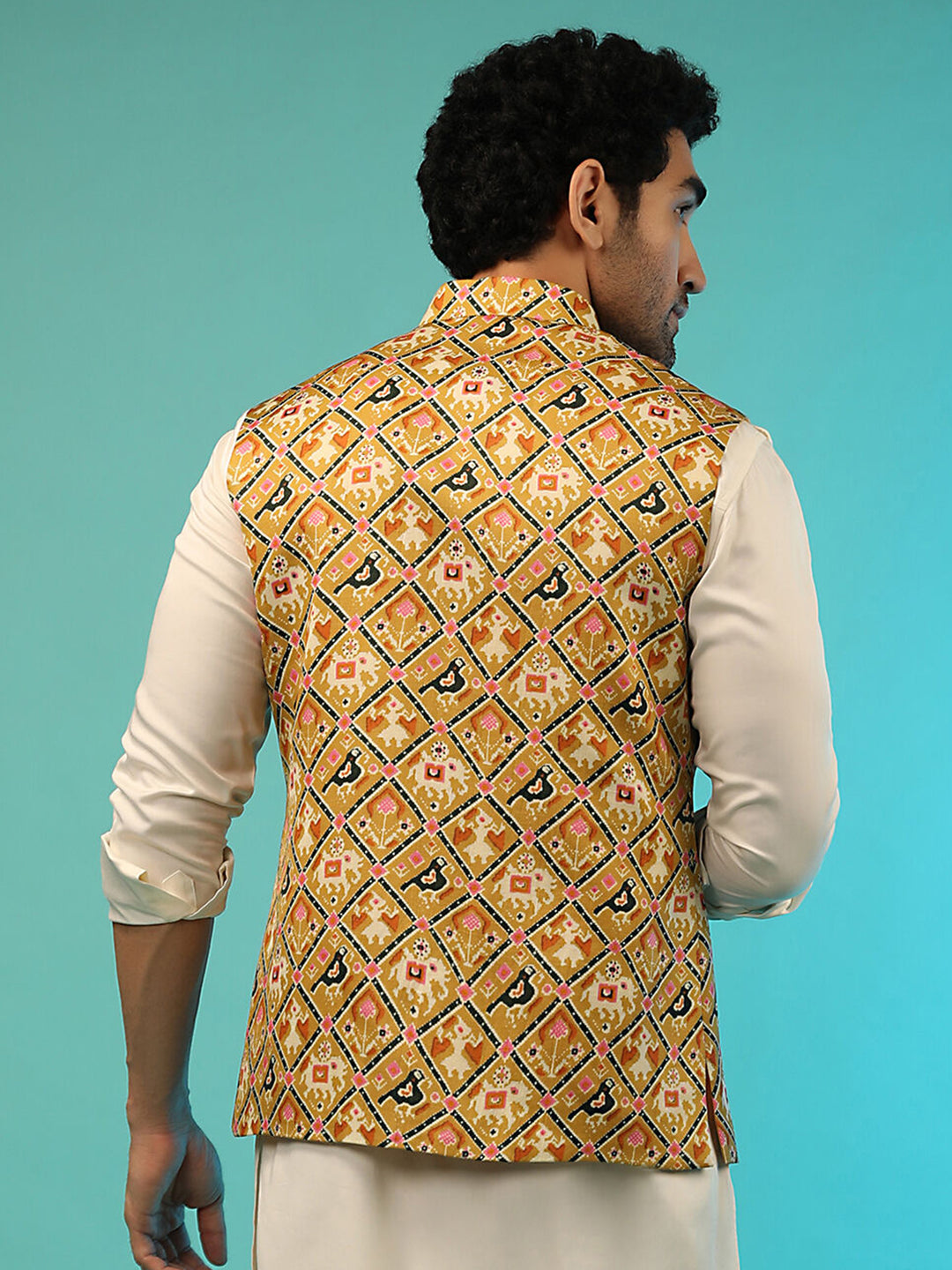 Satin Men’s Jacket | Designer Printed Festive Wear for Stylish Men