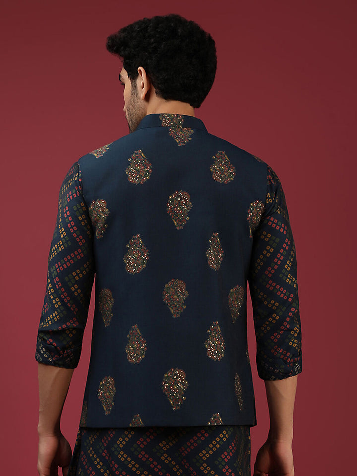 Designer Satin Jacket | Elegant Printed Men’s Wear for Traditional Events