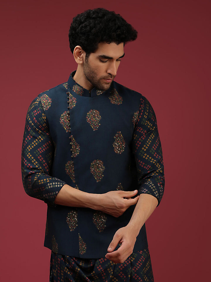 Designer Satin Jacket | Elegant Printed Men’s Wear for Traditional Events