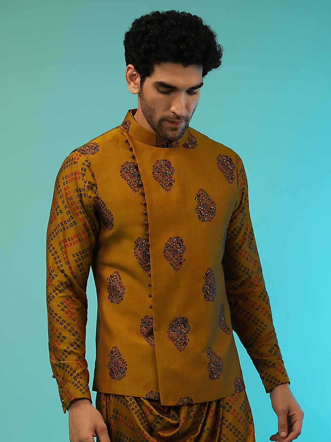 Designer Satin Jacket | Elegant Printed Men’s Wear for Traditional Events