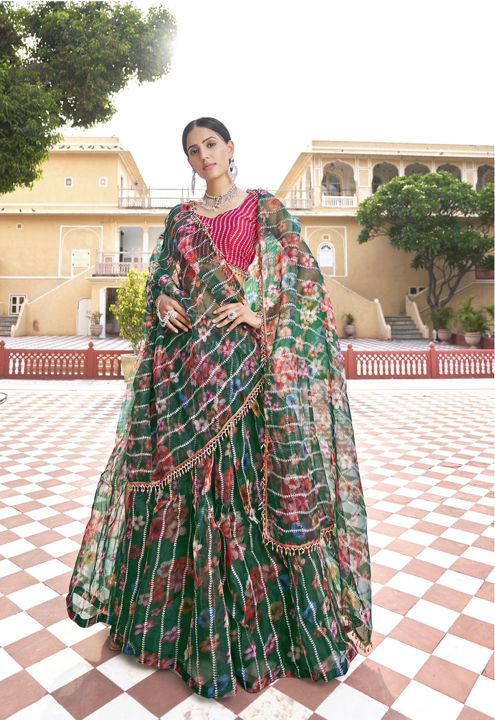 Designer-Printed Banglori Silk Lehenga | Embroidery Work for Weddings