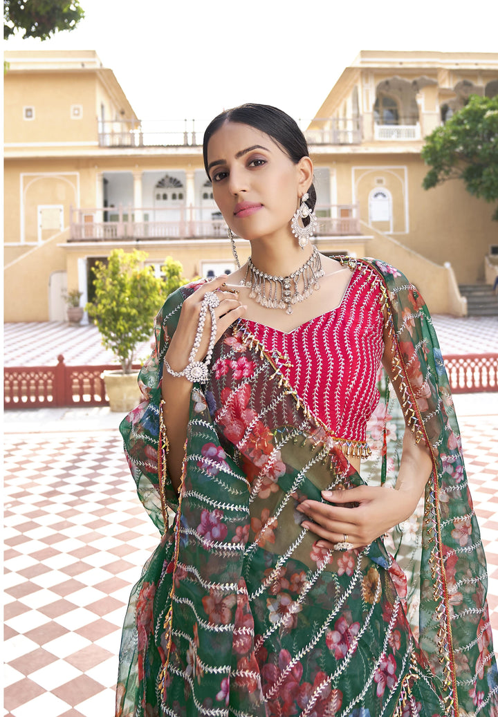 Designer-Printed Banglori Silk Lehenga | Embroidery Work for Weddings