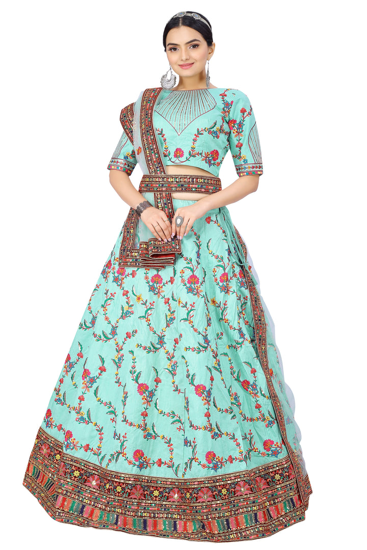 Designer Silk Lehenga with Sequins & Embroidery | Perfect for Weddings & Events