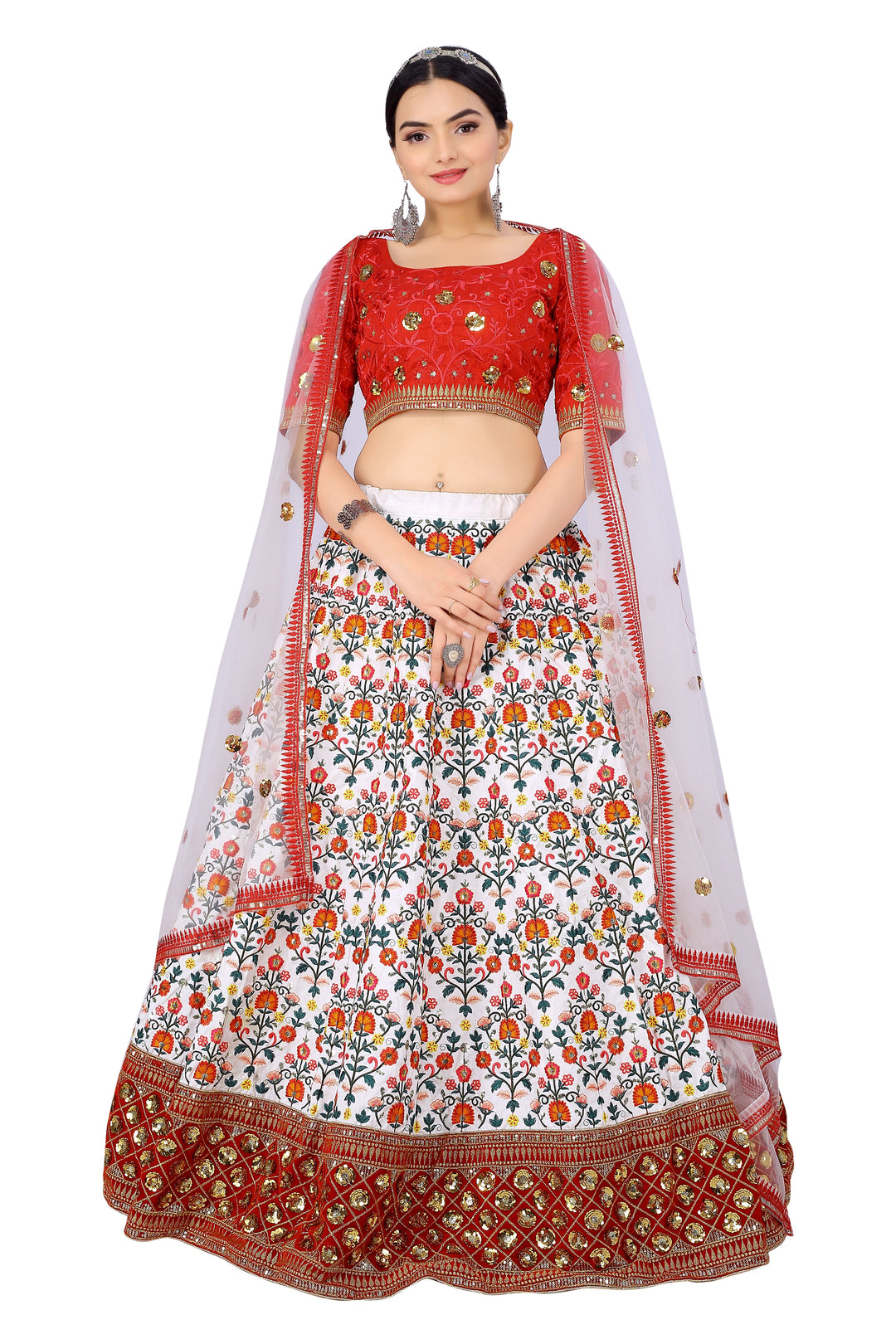 Designer Art-Silk Lehenga | Thread & Sequence Embroidery for Weddings