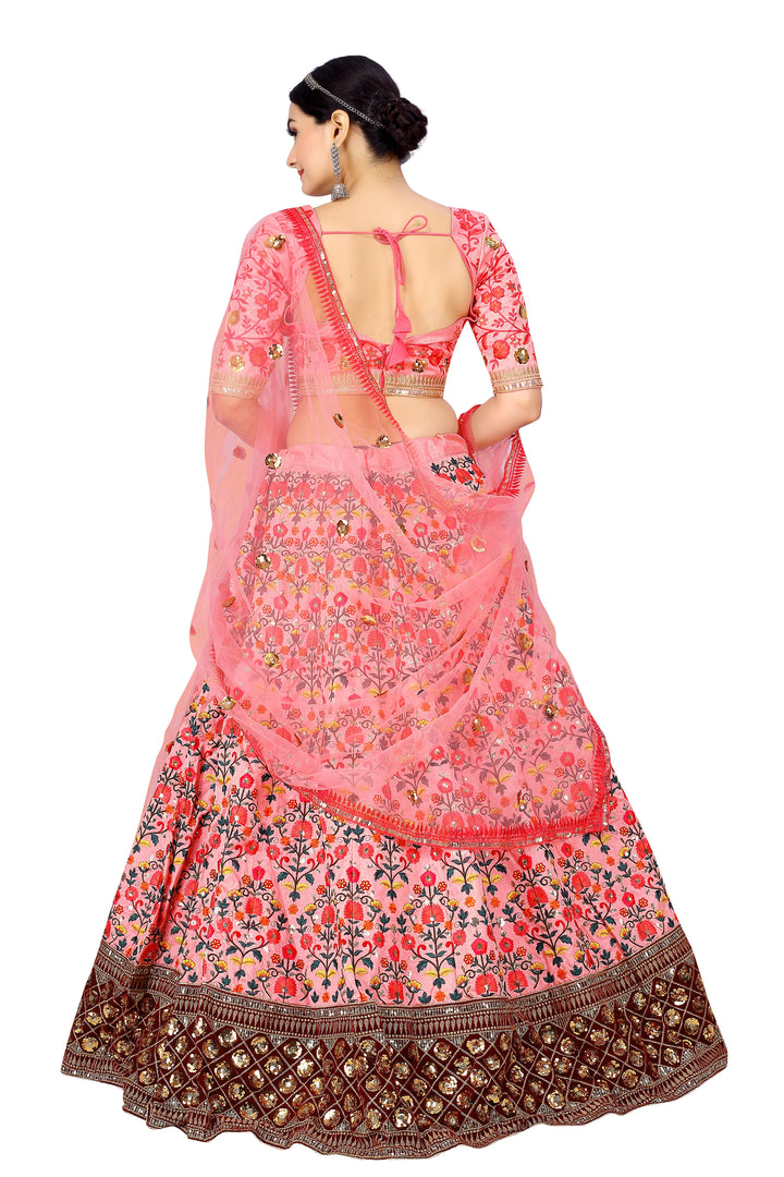 Designer Art-Silk Lehenga with Thread & Sequin Embroidery | Wedding & Reception