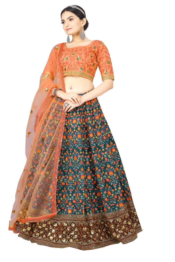 Designer Art-Silk Lehenga with Thread & Sequin Embroidery | Wedding & Reception