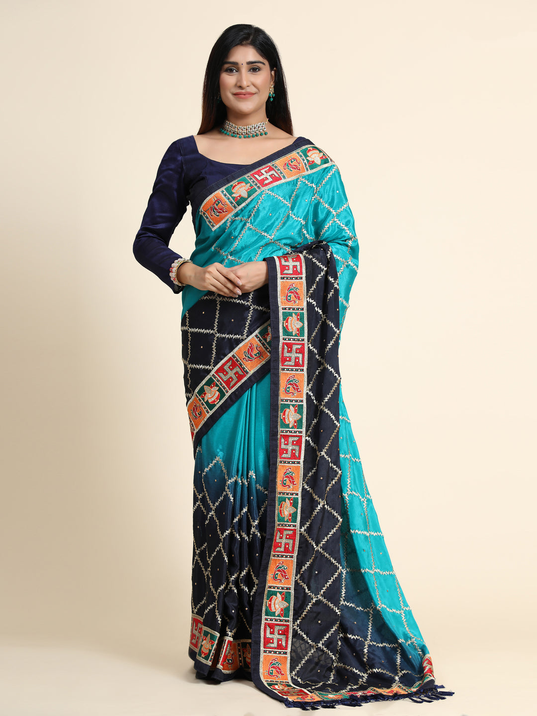 Stunning Chinon Silk Saree with | Unmatched Beauty for Grand Occasions