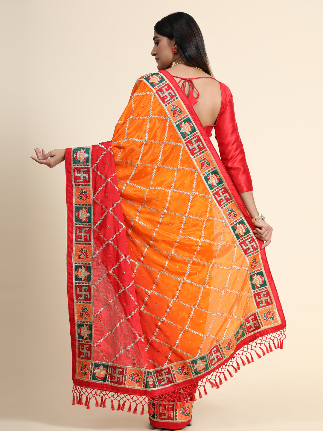 Stunning Chinon Silk Saree with | Unmatched Beauty for Grand Occasions