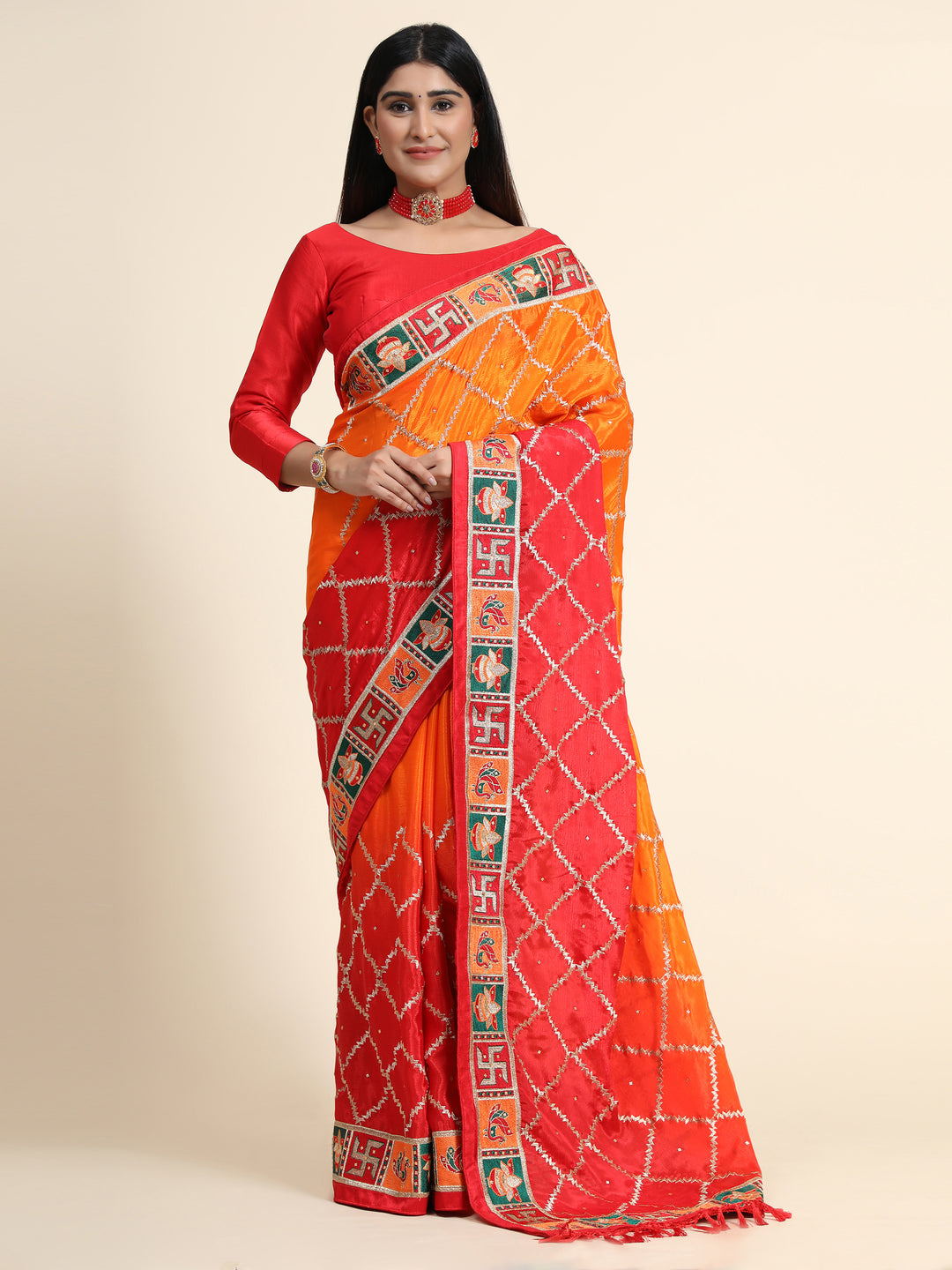 Stunning Chinon Silk Saree with | Unmatched Beauty for Grand Occasions