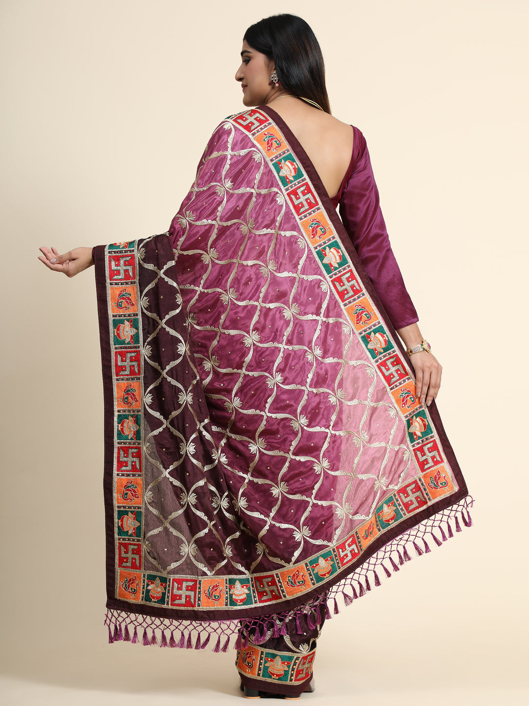 Stunning Chinon Silk Saree with | Unmatched Beauty for Grand Occasions