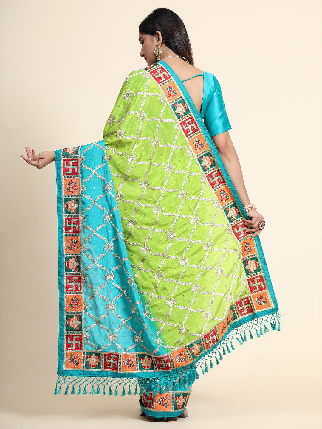 Stunning Chinon Silk Saree with | Unmatched Beauty for Grand Occasions