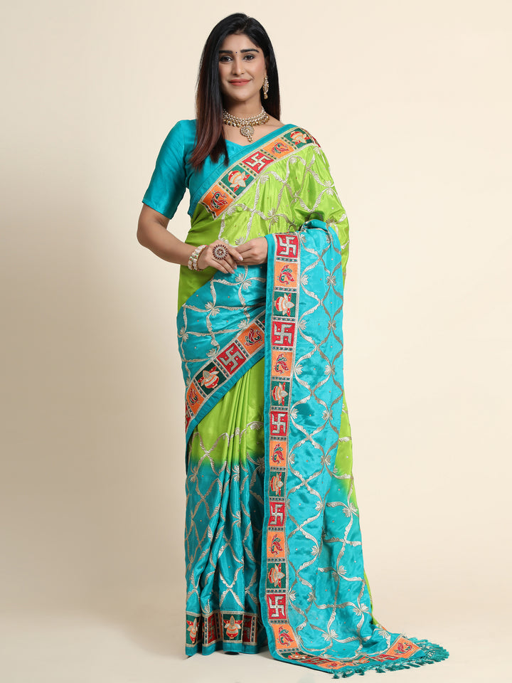 Stunning Chinon Silk Saree with | Unmatched Beauty for Grand Occasions