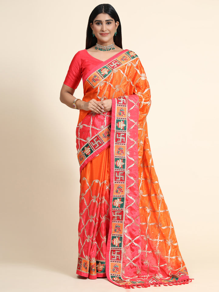 Stunning Chinon Silk Saree with | Unmatched Beauty for Grand Occasions