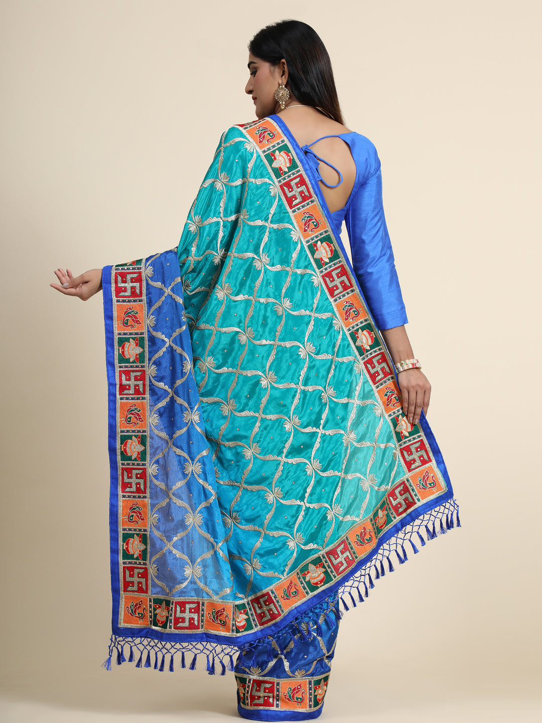 Stunning Chinon Silk Saree with | Unmatched Beauty for Grand Occasions