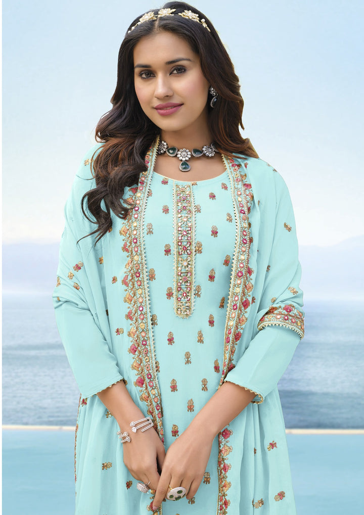 Elegant Faux Georgette Top | Santoon Bottom & Heavy Embroidery Work