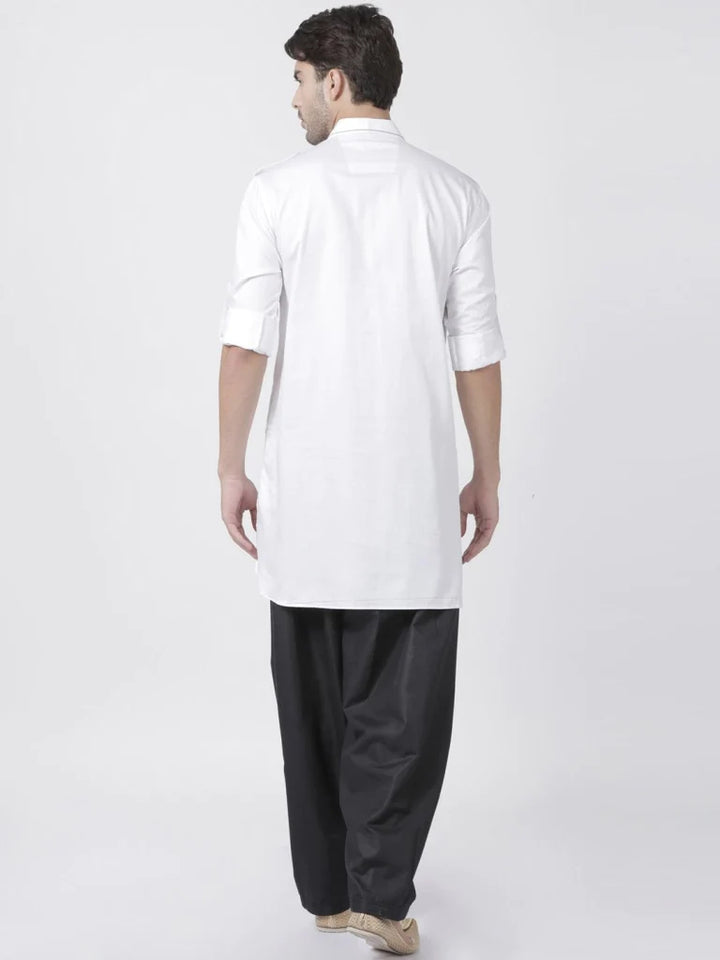 Men’s Cotton Kurta Pajama | Black Bottom with Elegant Solid Design