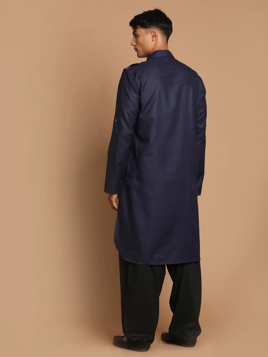 Men’s Cotton Kurta Pajama | Black Bottom with Elegant Solid Design