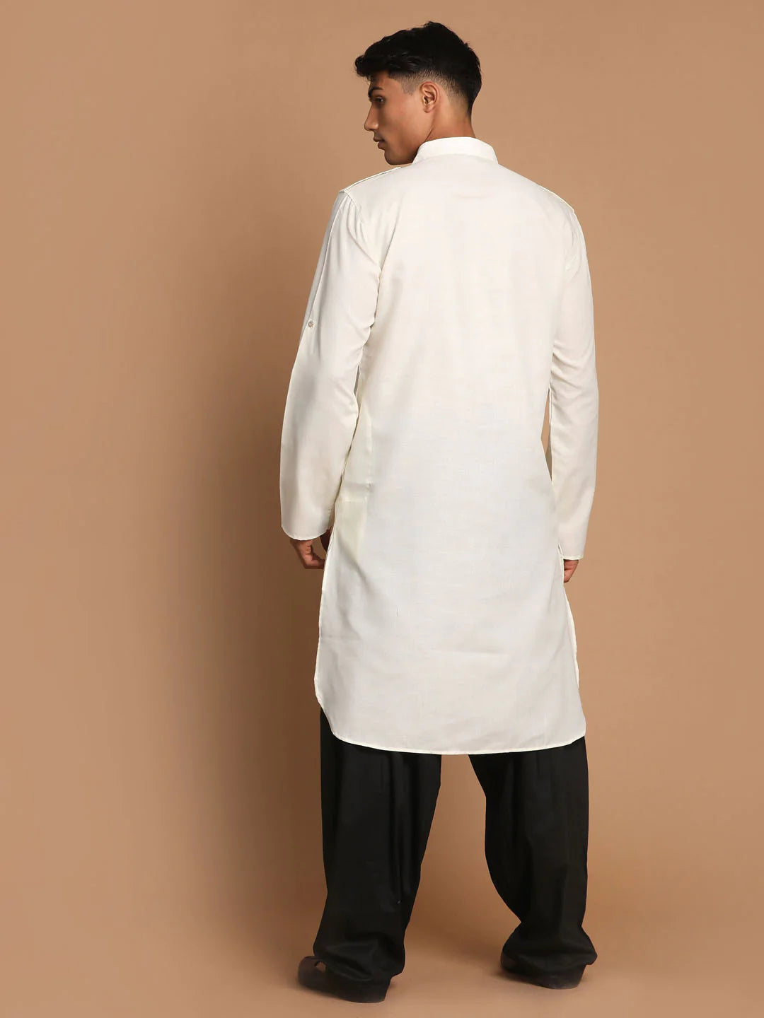 Men’s Cotton Kurta Pajama | Black Bottom with Elegant Solid Design