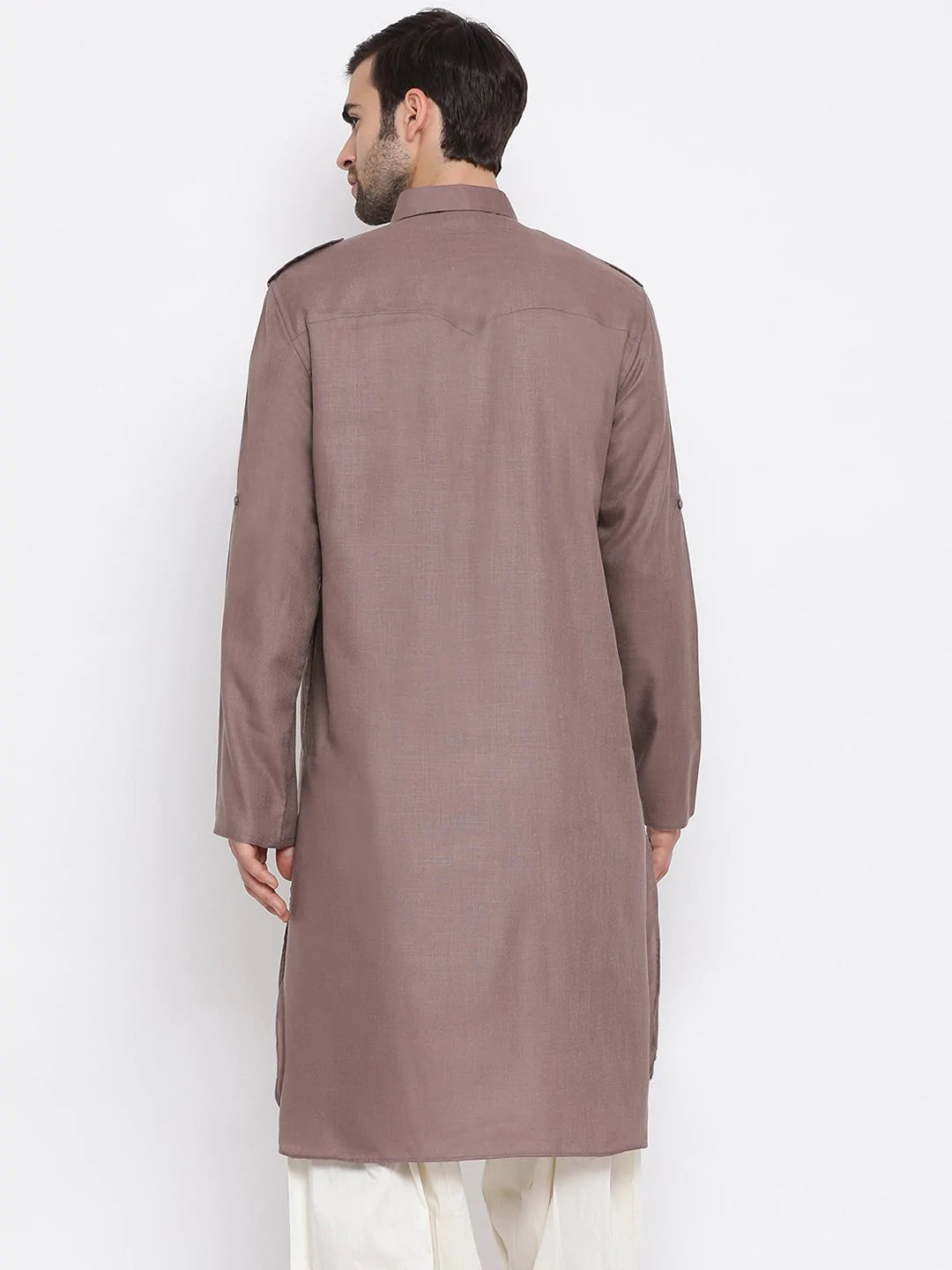 Cotton Kurta with Off White Bottom | Solid Design Traditional Wear for Men