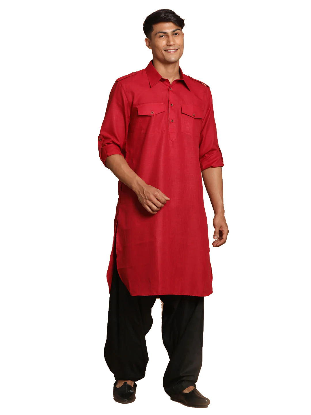 Men’s Cotton Kurta Pajama | Black Bottom with Elegant Solid Design