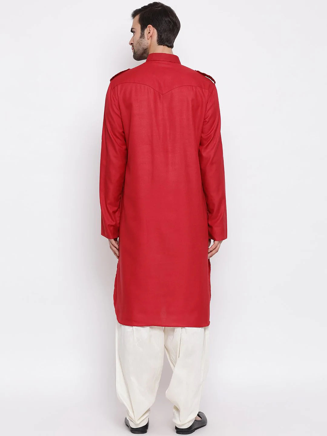 Cotton Kurta with Off White Bottom | Solid Design Traditional Wear for Men