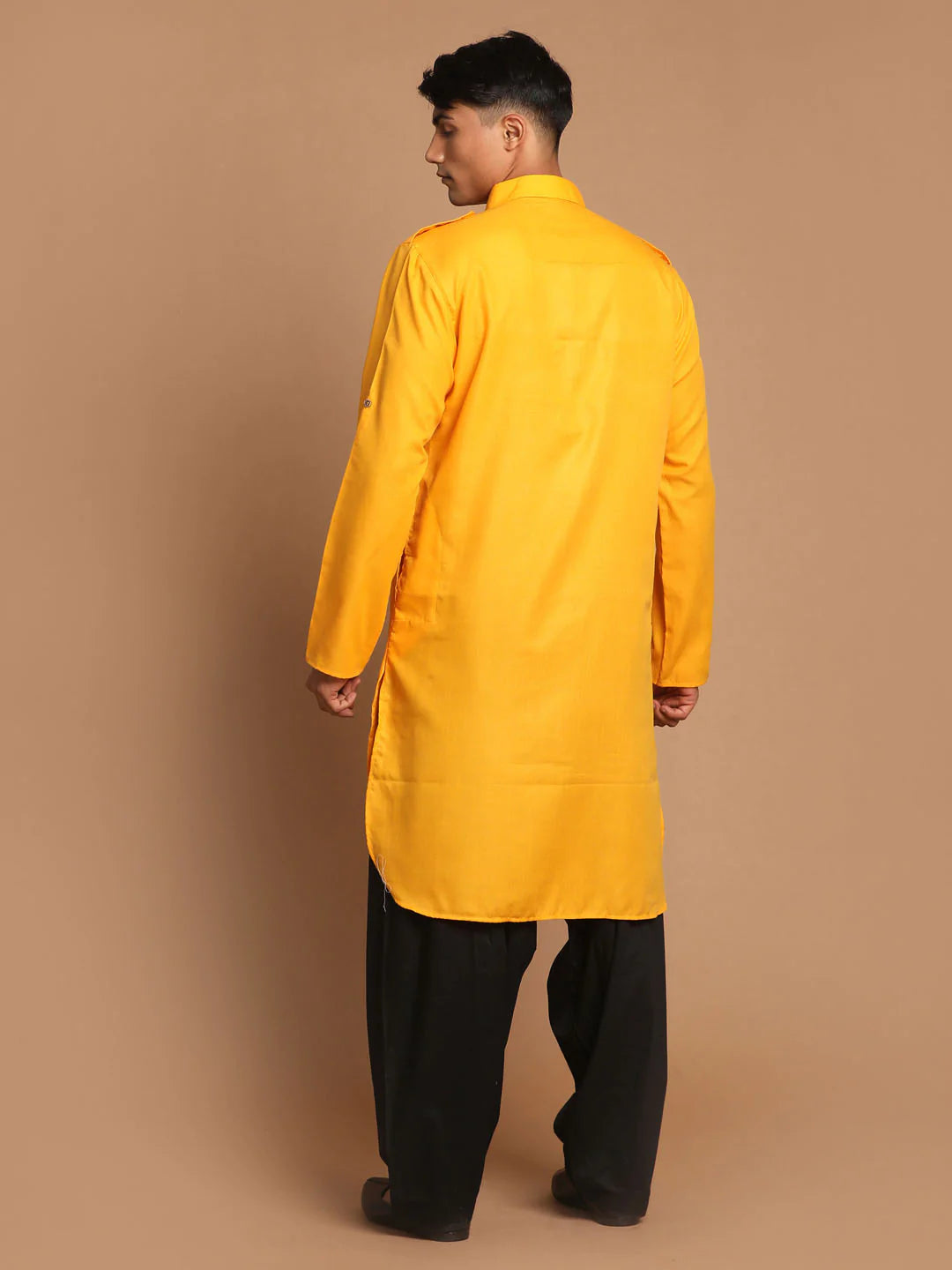 Men’s Cotton Kurta Pajama | Black Bottom with Elegant Solid Design