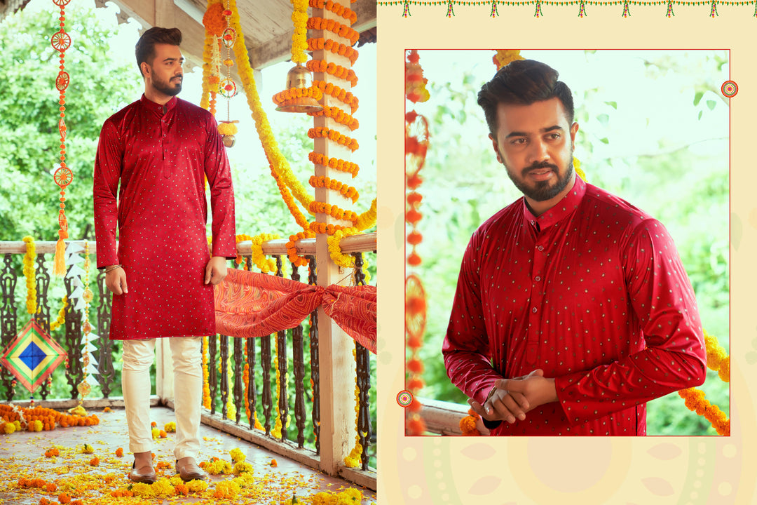 Designer Gajji Silk Kurta | Printed Work for Traditional Navratri Events