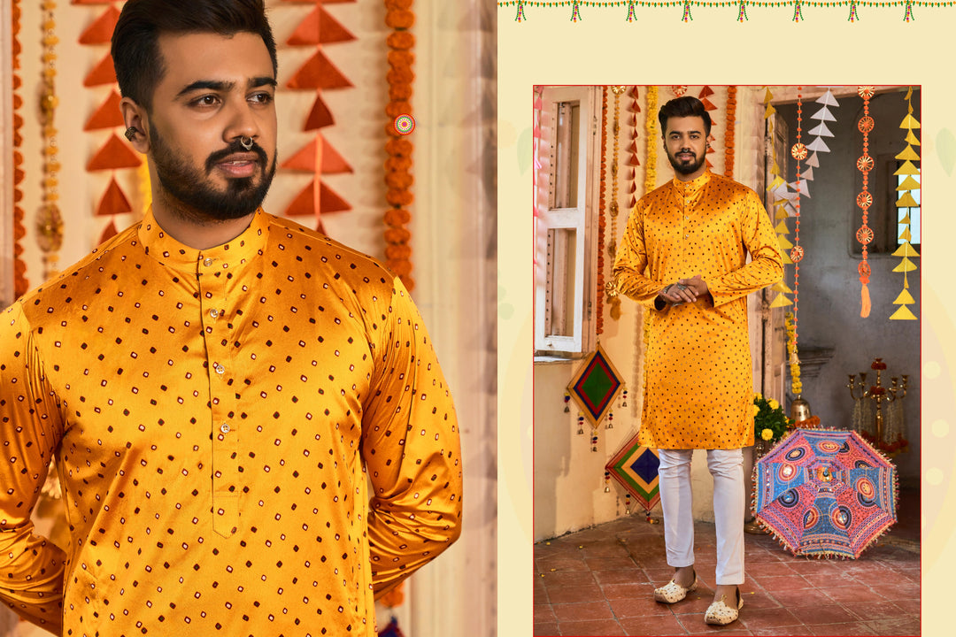 Designer Gajji Silk Kurta | Printed Work for Traditional Navratri Events