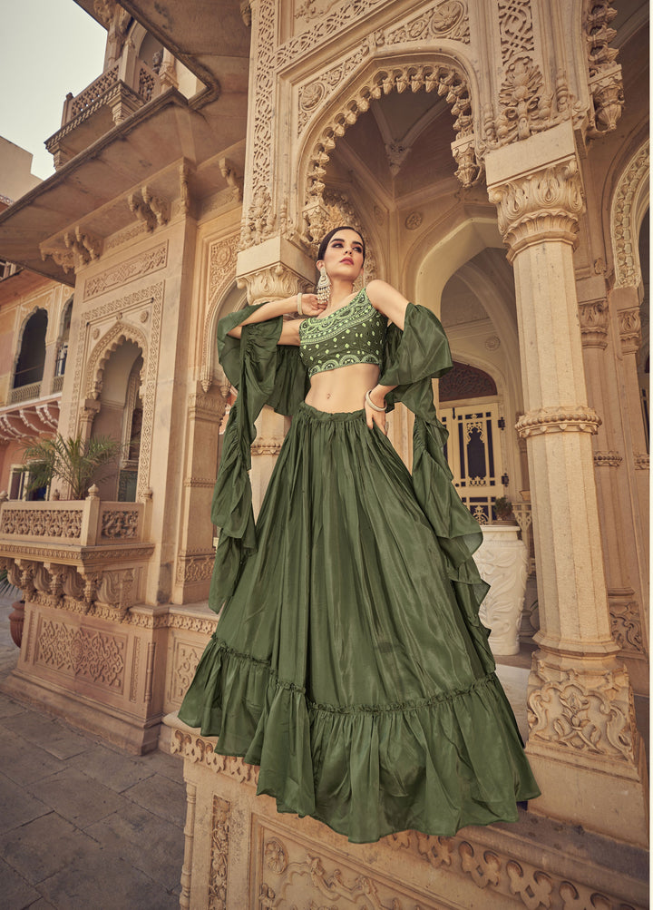 Designer Art-Silk Lehenga with Chinon Bottom | Wedding & Party Ready