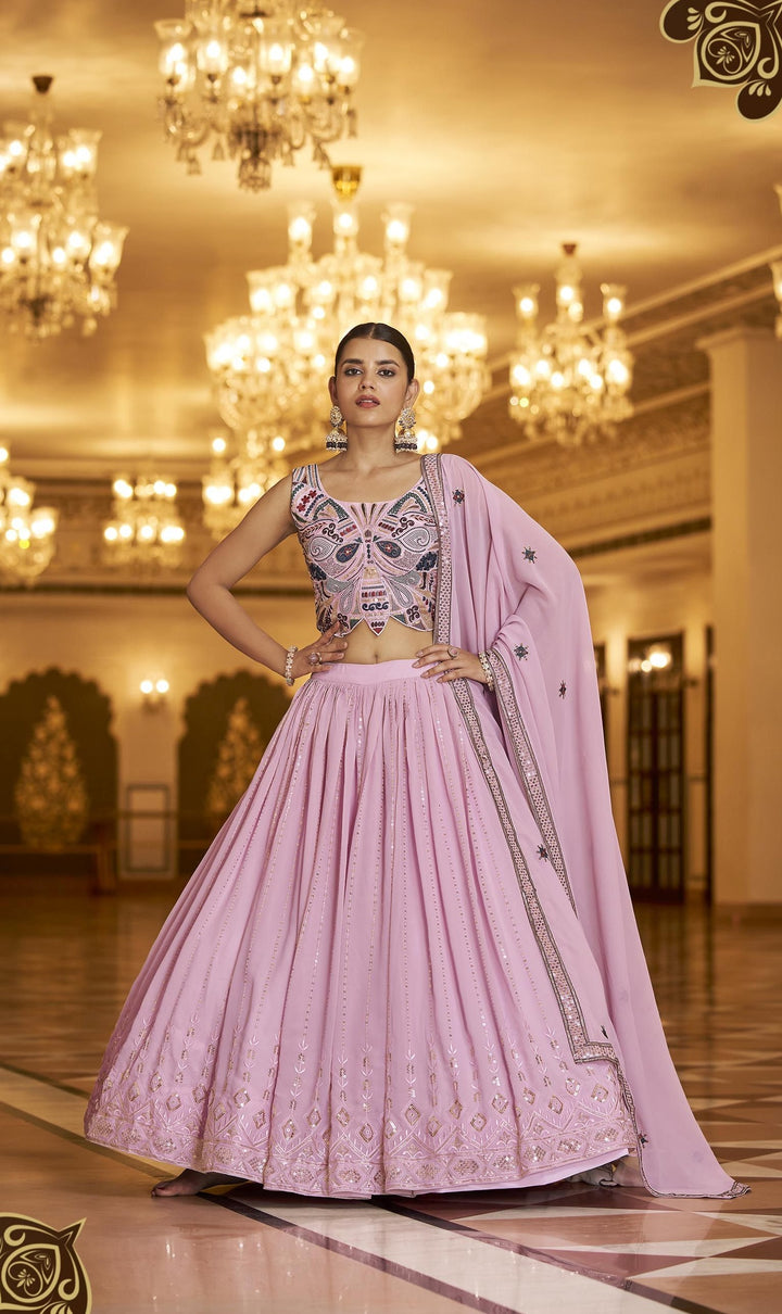 Georgette Lehenga | Thread & Sequin Embroidery | Perfect for Weddings & Events