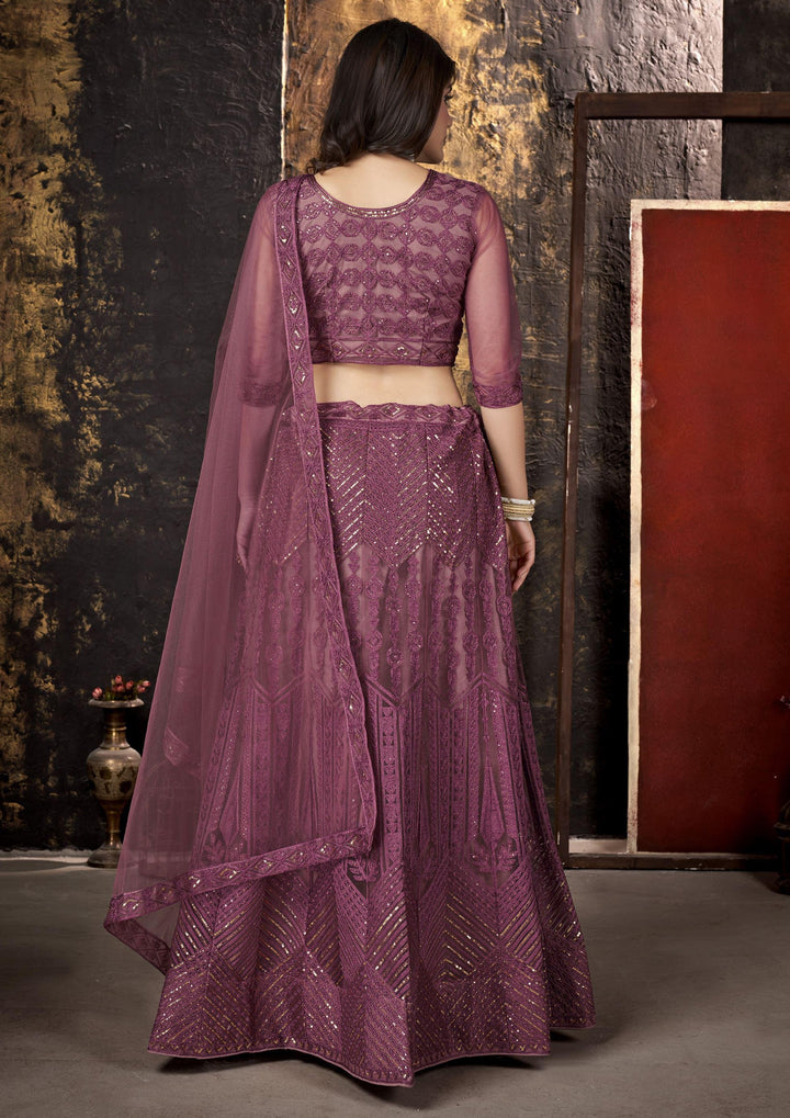 Elegant Net Lehenga with Thread & Sequin Embroidery | Perfect for Weddings & Parties