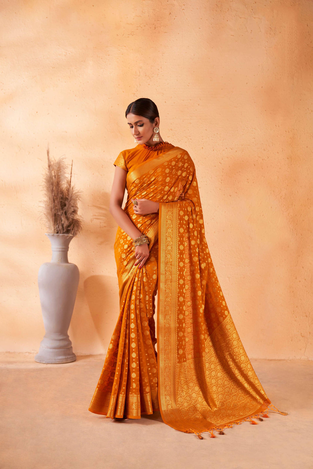 Breathtaking Georgette Saree with | A Captivating Traditional Ensemble