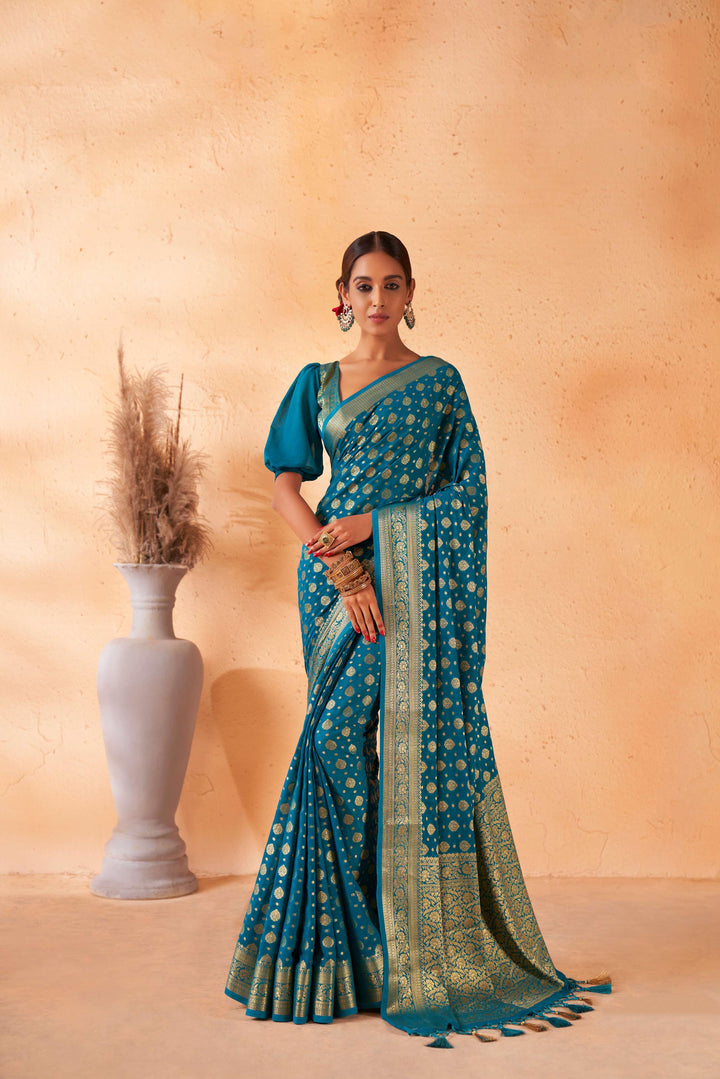 Breathtaking Georgette Saree with | A Captivating Traditional Ensemble