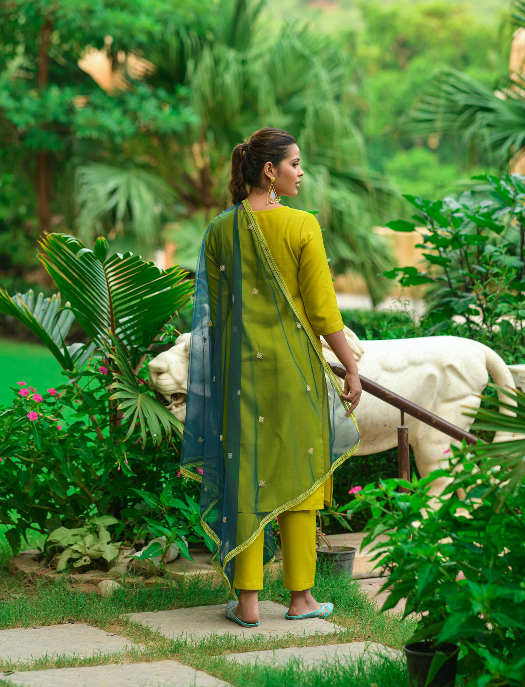 Elegant Readymade Suit | Cotton Blend with Designer Embroidery & Net Dupatta