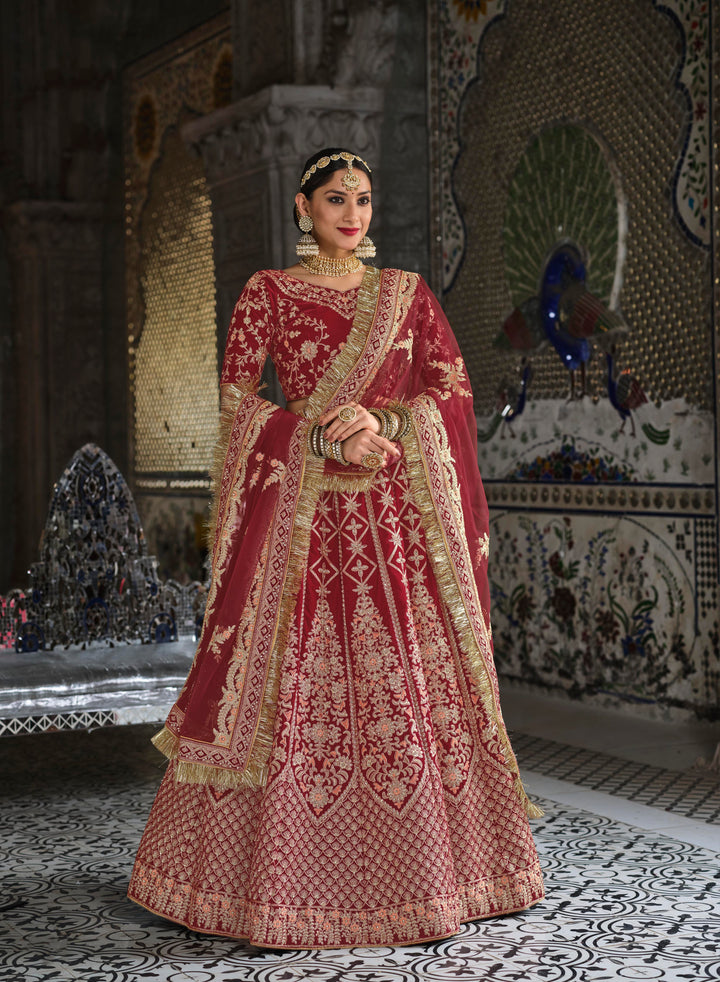 Velvet Dori-Work Lehengas | Designer Embroidery & Stone-Work for Weddings