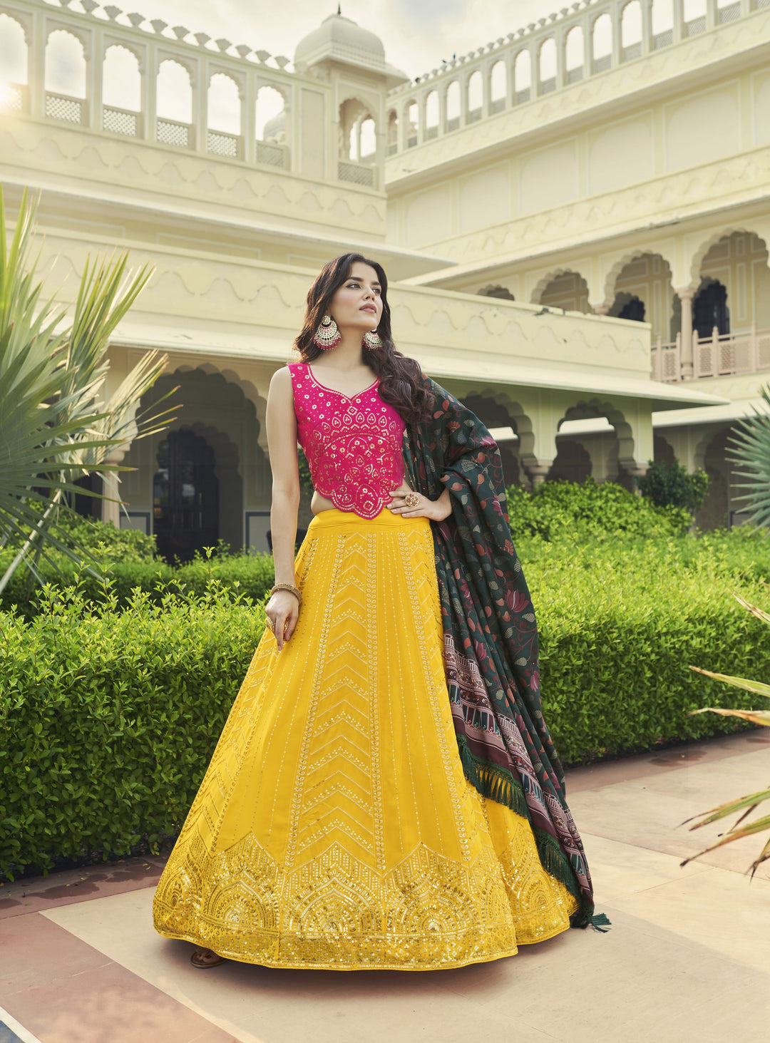 Silk Georgette Heavy-Sequined Embroidered Lehenga | Wedding & Party Wear