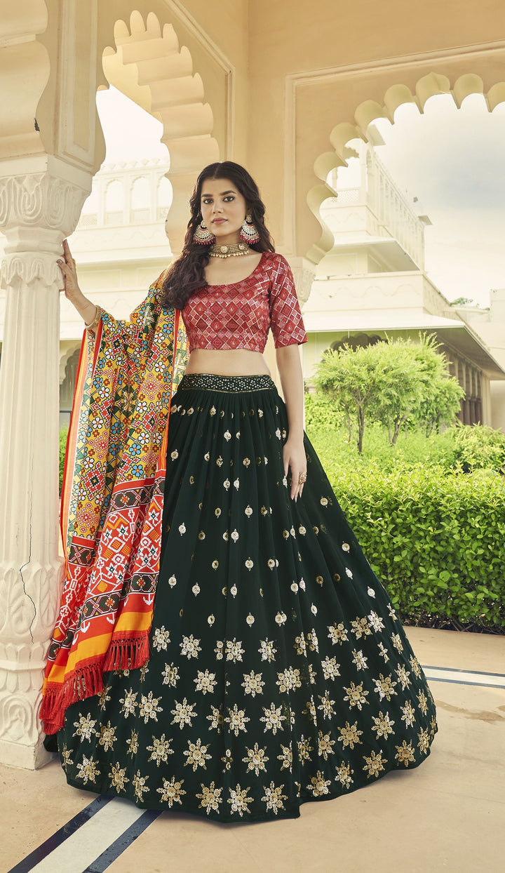 Silk Top Georgette Lehenga | Heavy Sequin Embroidery for Wedding & Events